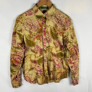 Lauren Ralph Lauren Womens Long Sleeve Button Up Shirt Top Sz LP Classic Office